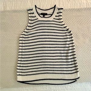 White and navy striped knit tank top